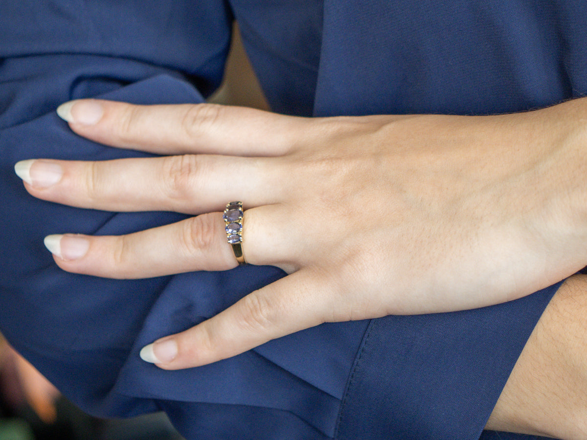 Oval-Cut Iolite Gemstone Ring