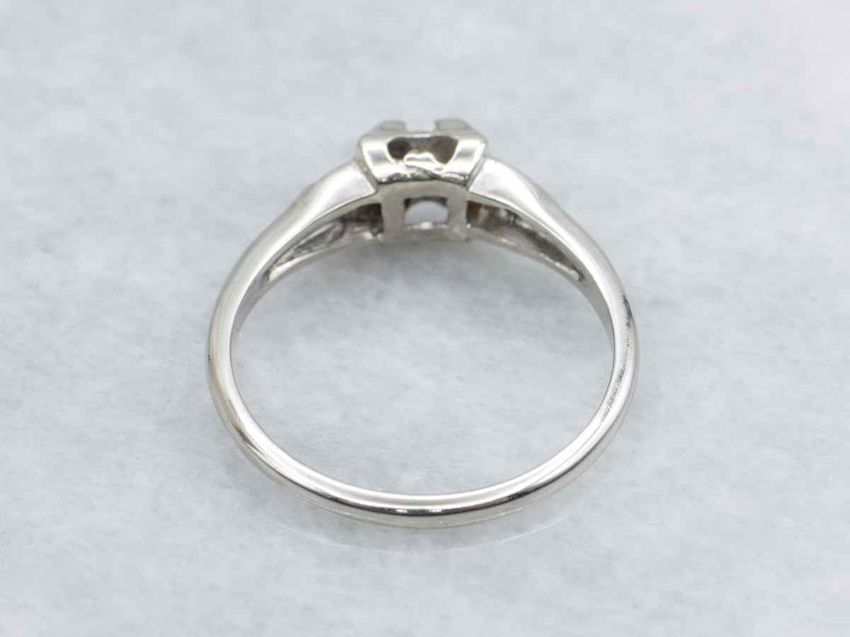 Late Art Deco Diamond White Gold Engagement Ring