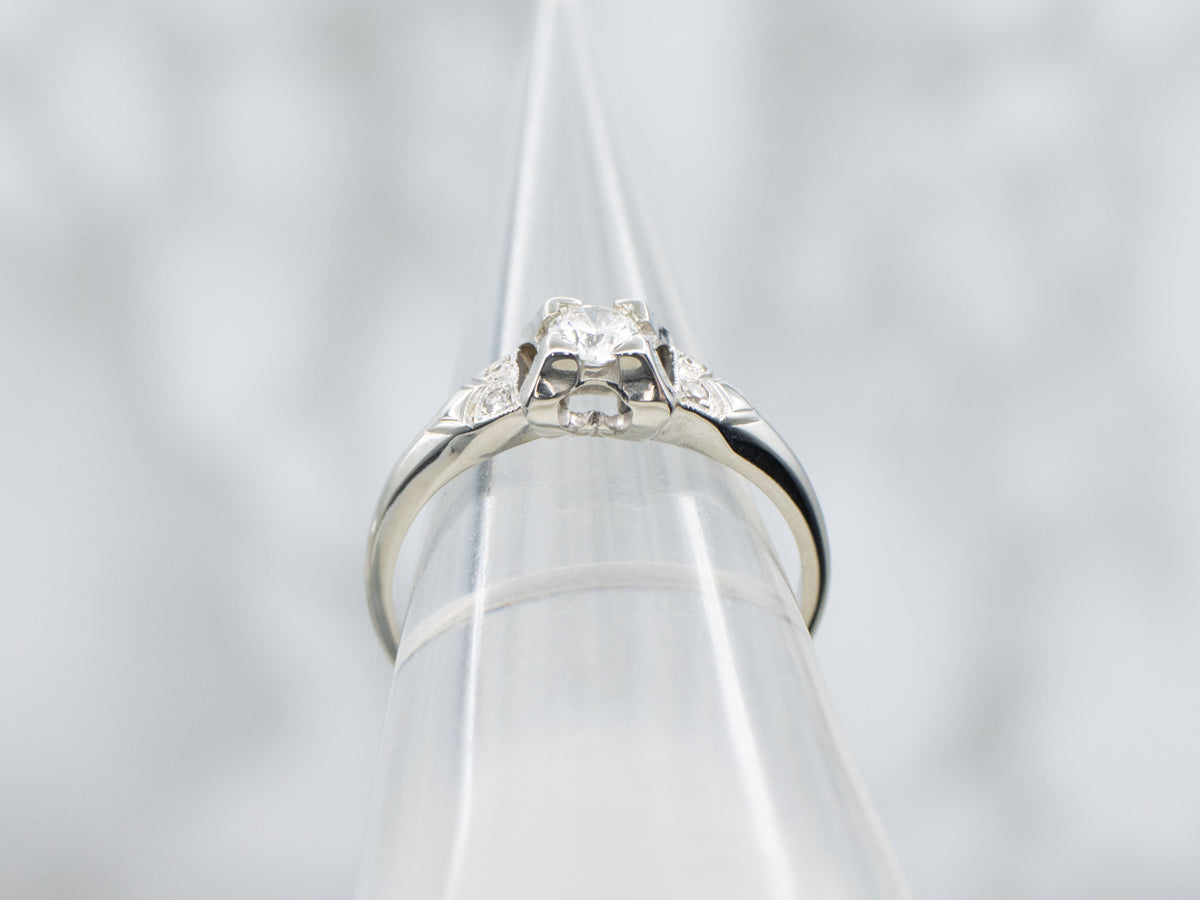 Late Art Deco Diamond White Gold Engagement Ring