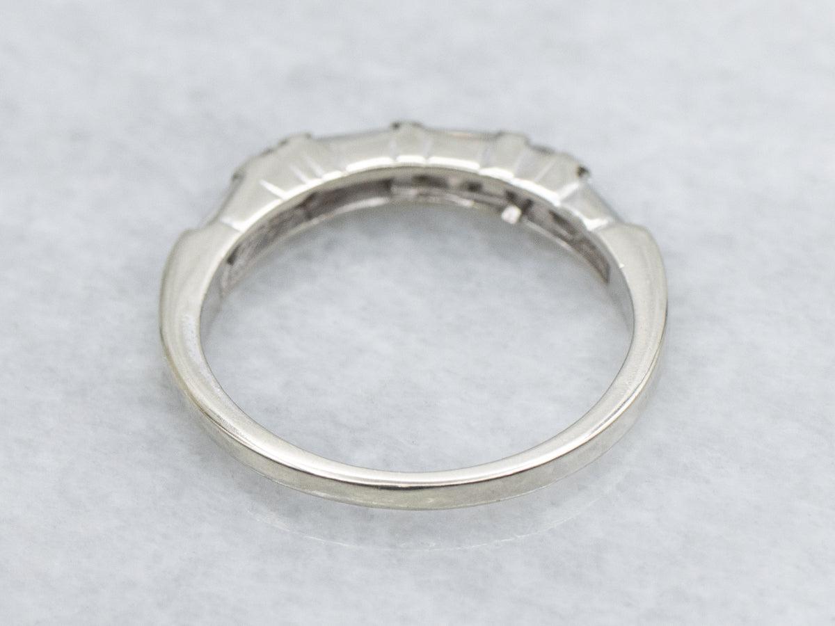 Baguette and Round Cut Diamond White Gold Band