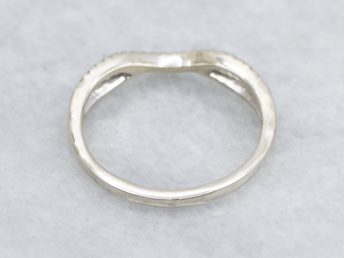 Curved White Gold Diamond Guard Band