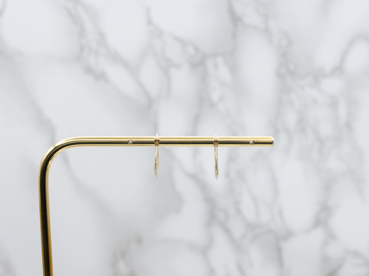 Small Yellow Gold Tapered Puffy Hoop Earrings