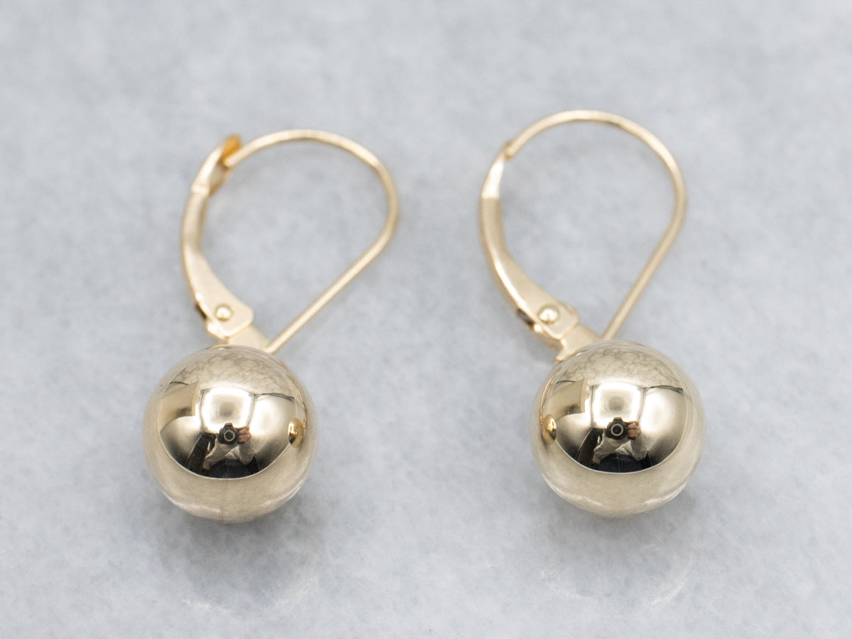 Polished Gold Ball Drop Earrings