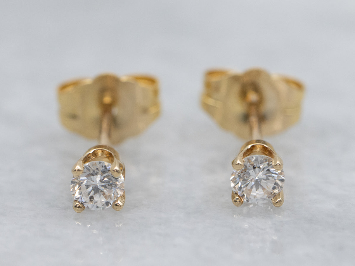 Small Round Brilliant Diamond Stud Earrings