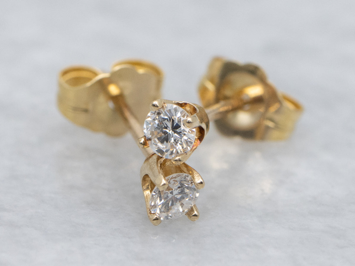 Small Round Brilliant Diamond Stud Earrings