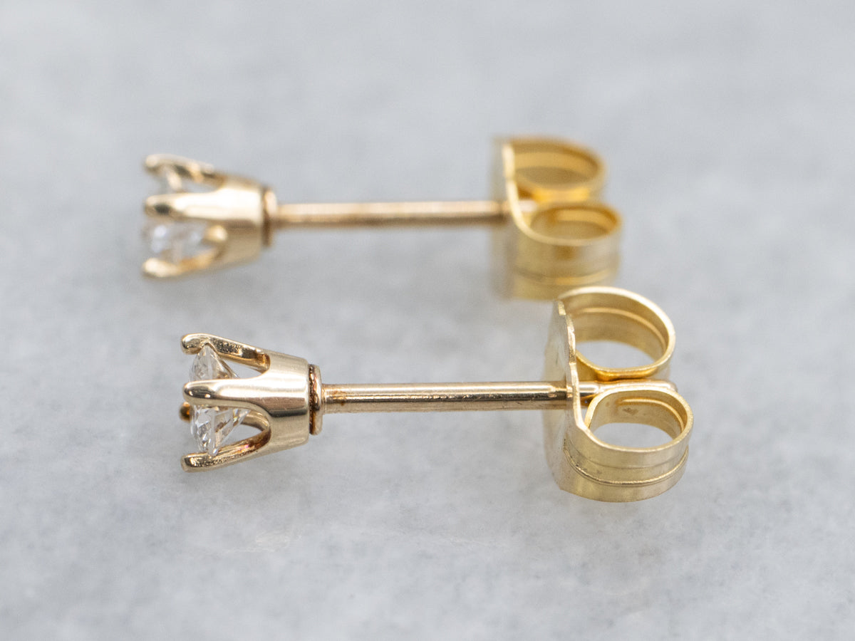 Small Round Brilliant Diamond Stud Earrings