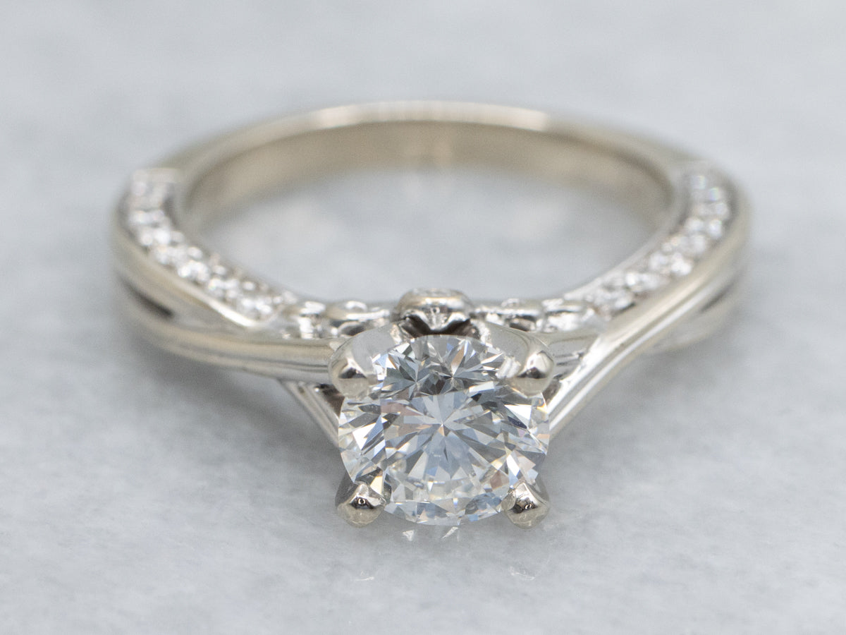 Crisscross Modern White Gold Diamond Engagement Ring