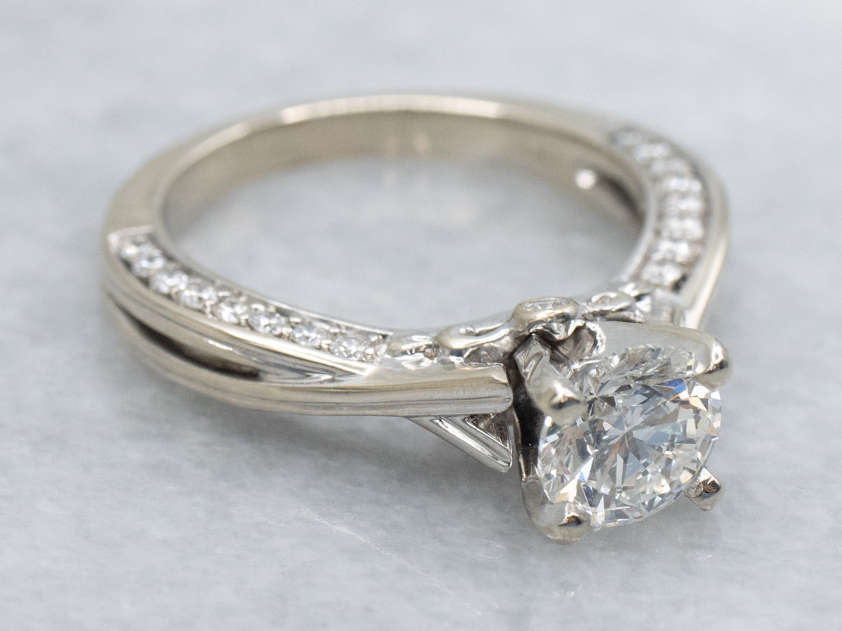 Crisscross Modern White Gold Diamond Engagement Ring