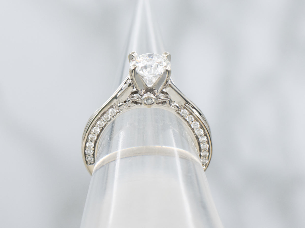 Crisscross Modern White Gold Diamond Engagement Ring