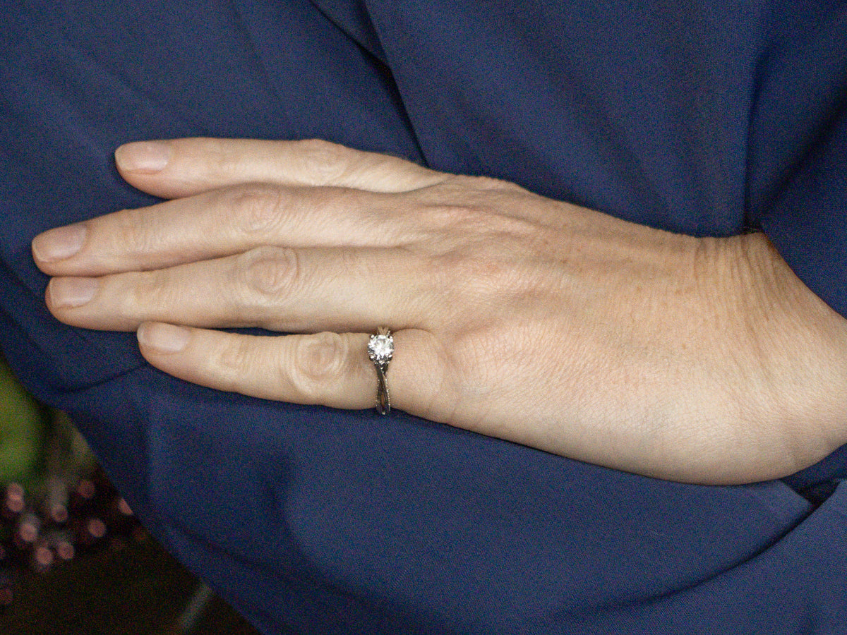 Crisscross Modern White Gold Diamond Engagement Ring