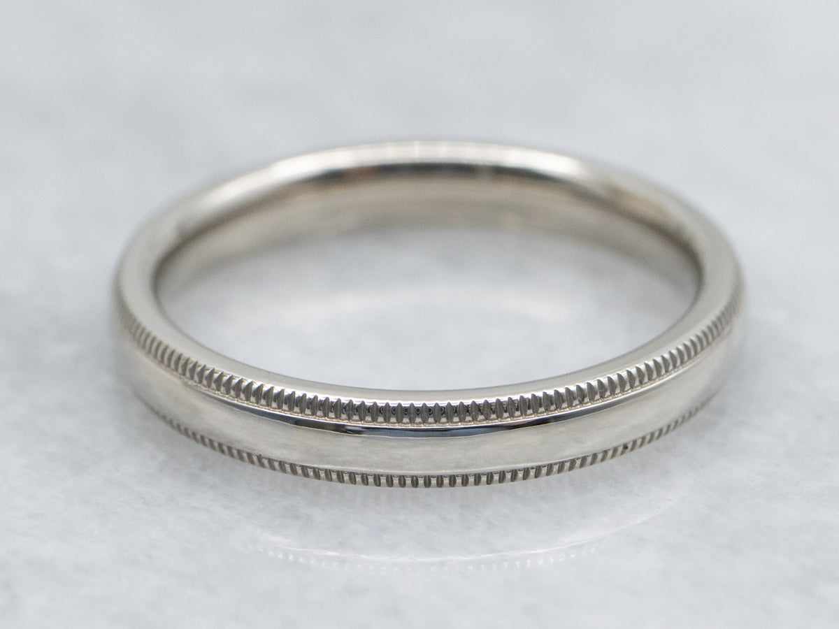 White Gold Comfort Fit Band with Milgrain Edge