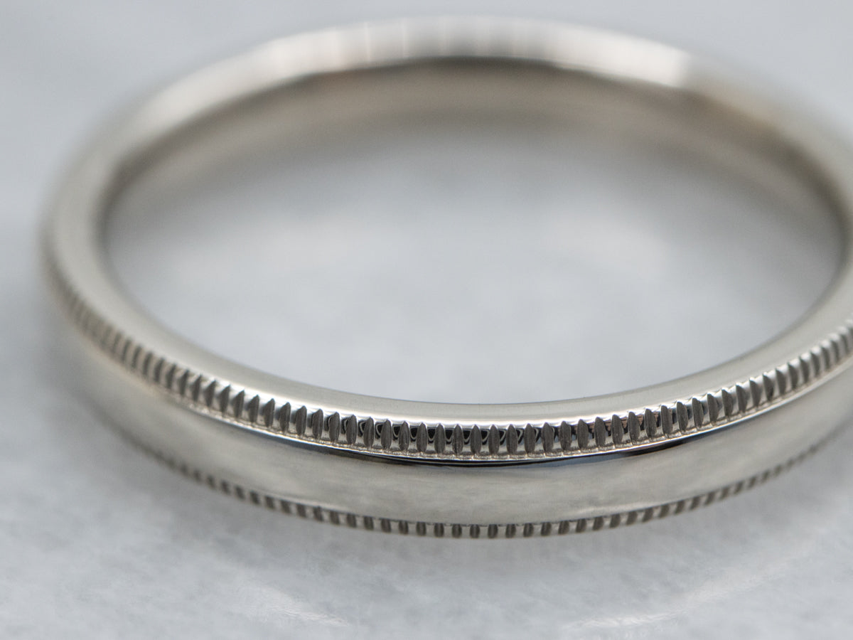 White Gold Comfort Fit Band with Milgrain Edge