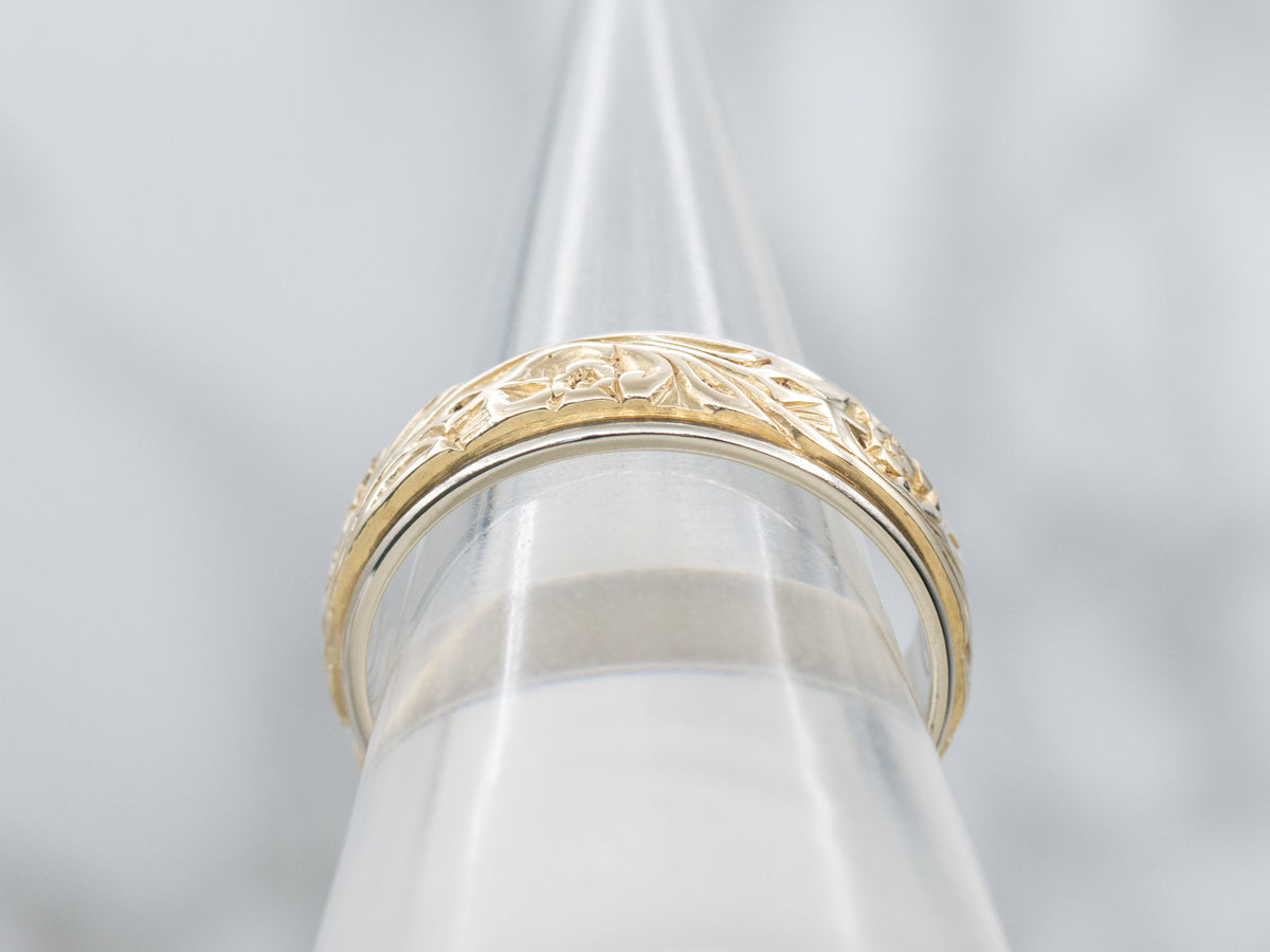Vintage Two-Tone Gold Floral Patterned Band