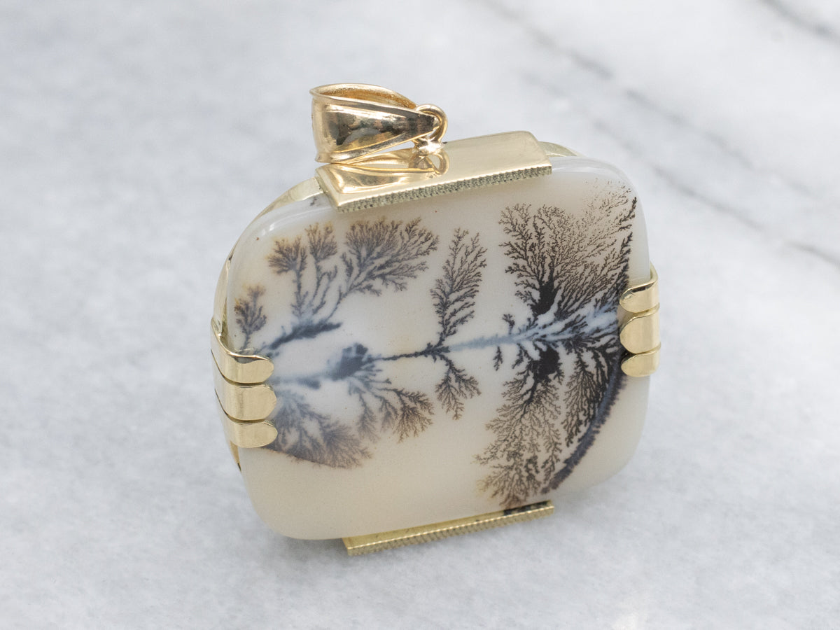 Dendritic Agate Yellow Gold Pendant