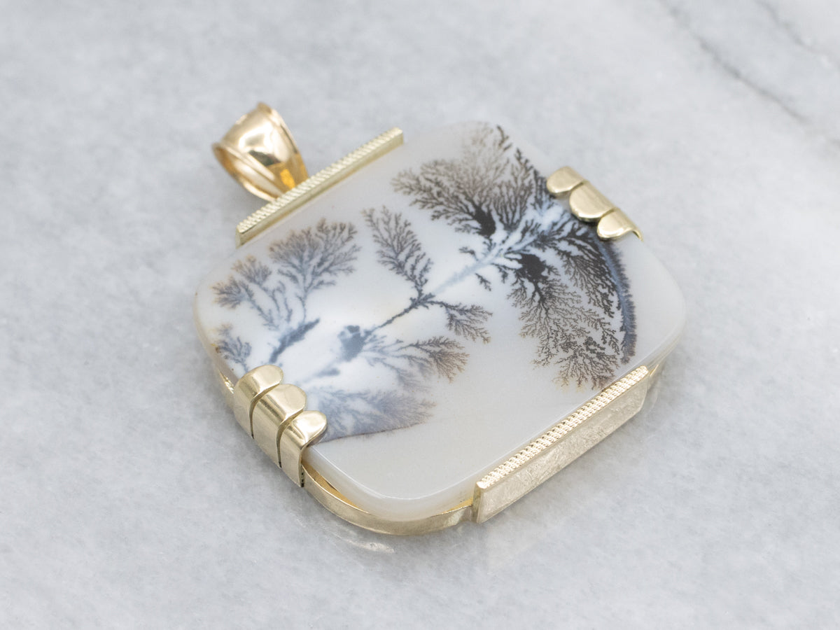 Dendritic Agate Yellow Gold Pendant
