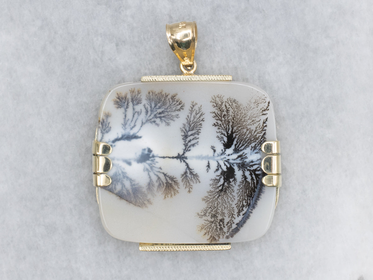 Dendritic Agate Yellow Gold Pendant