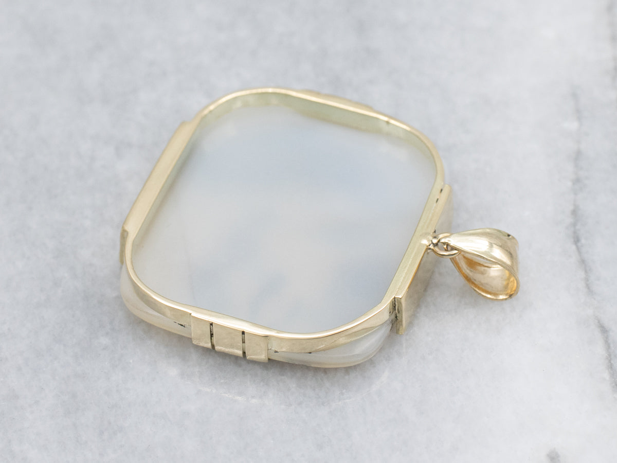 Dendritic Agate Yellow Gold Pendant