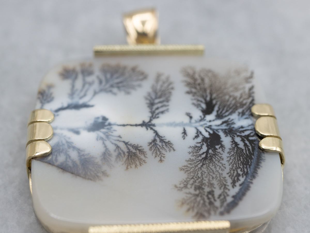 Dendritic Agate Yellow Gold Pendant