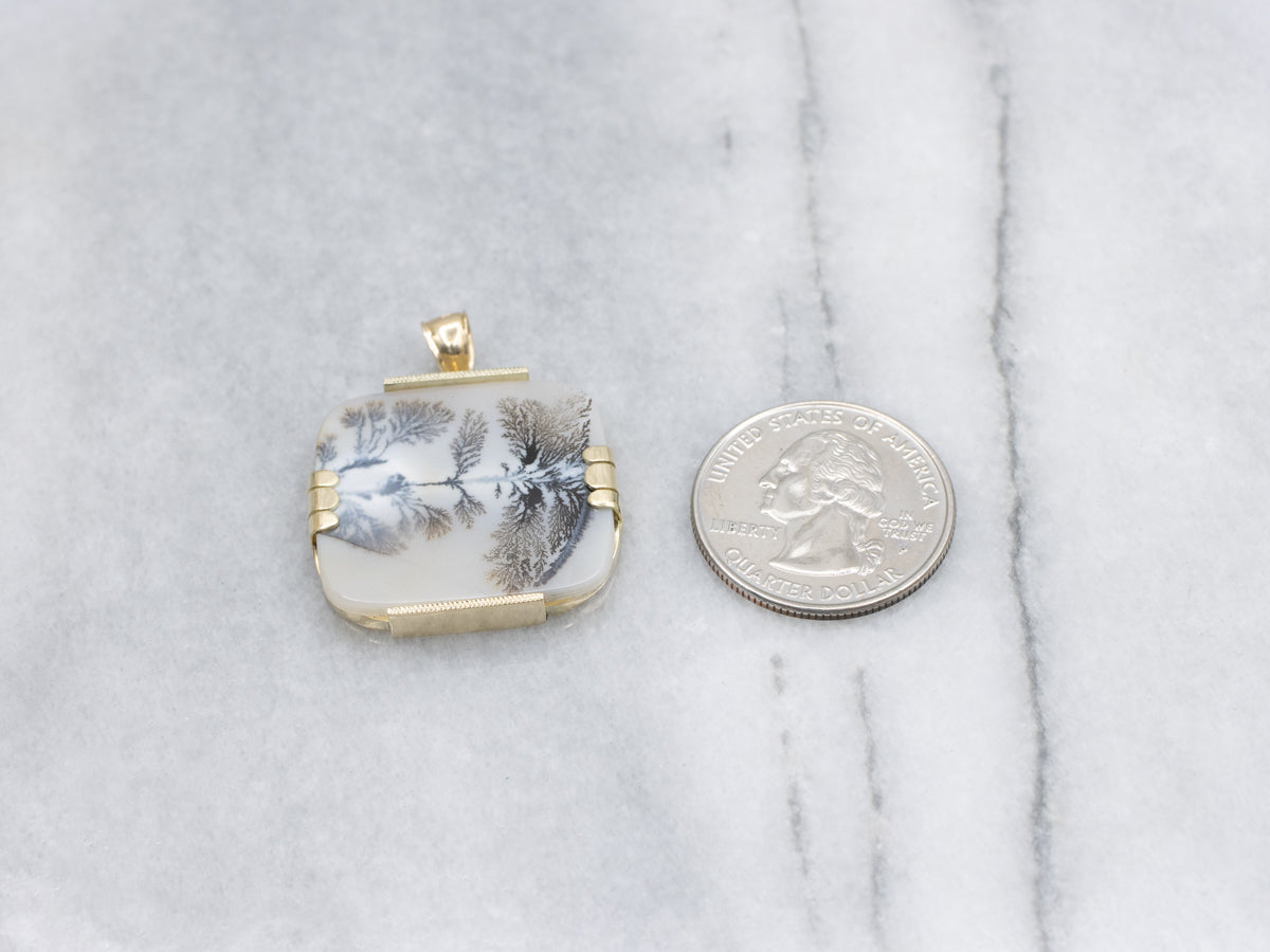 Dendritic Agate Yellow Gold Pendant