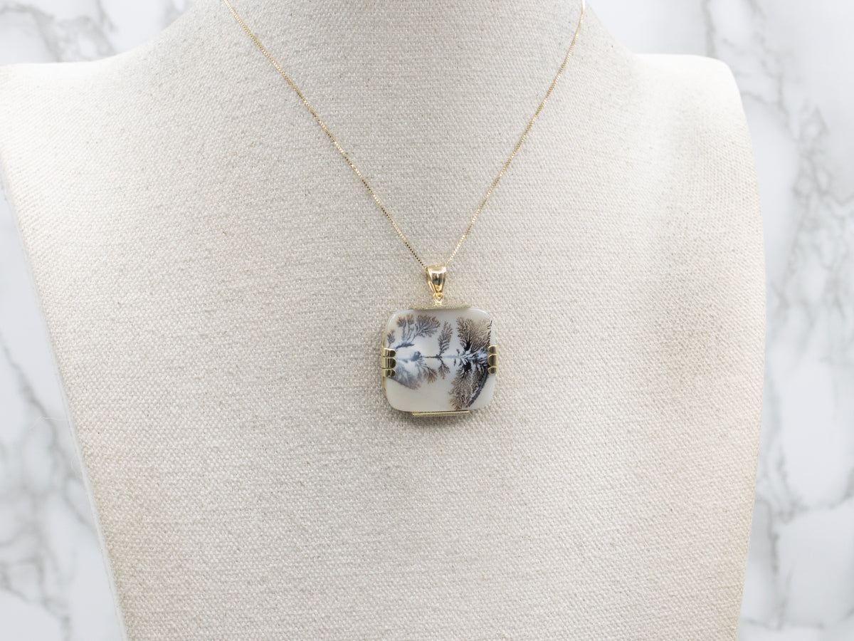 Dendritic Agate Yellow Gold Pendant
