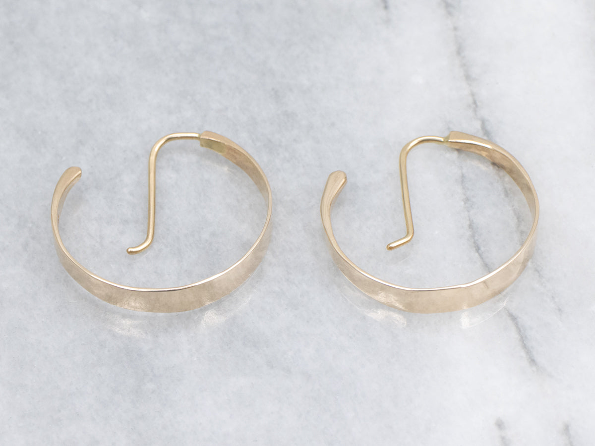 Hand-Formed Yellow Gold Hoop Earrings