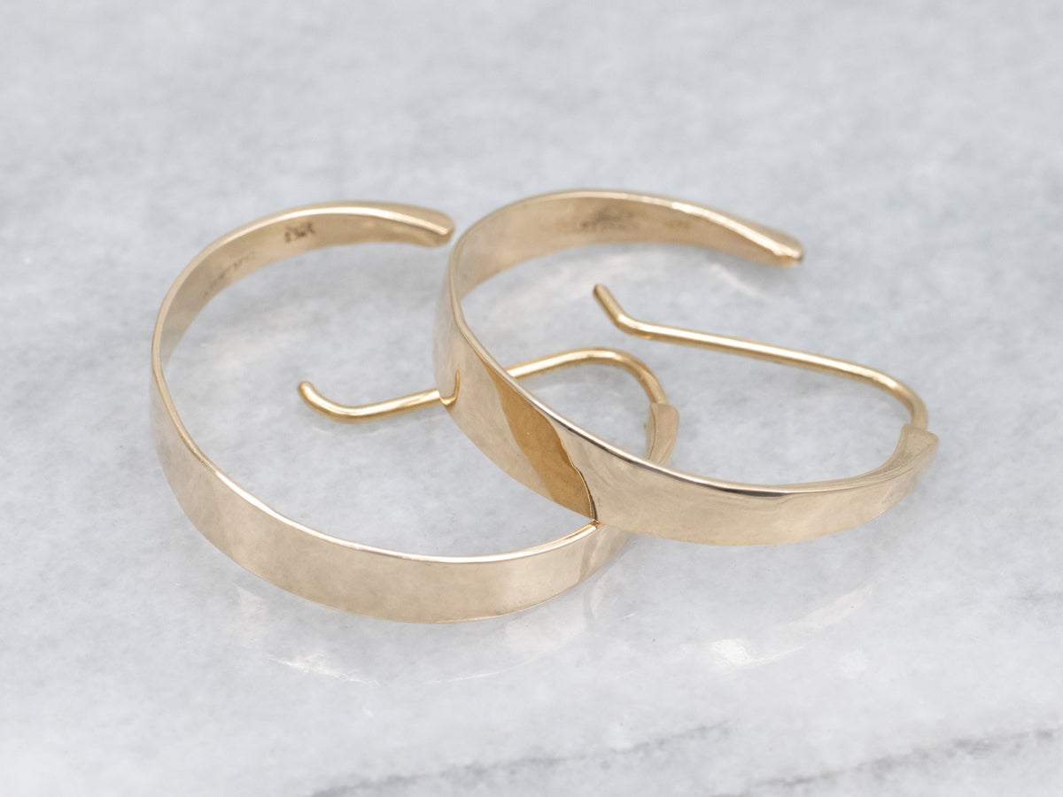 Hand-Formed Yellow Gold Hoop Earrings