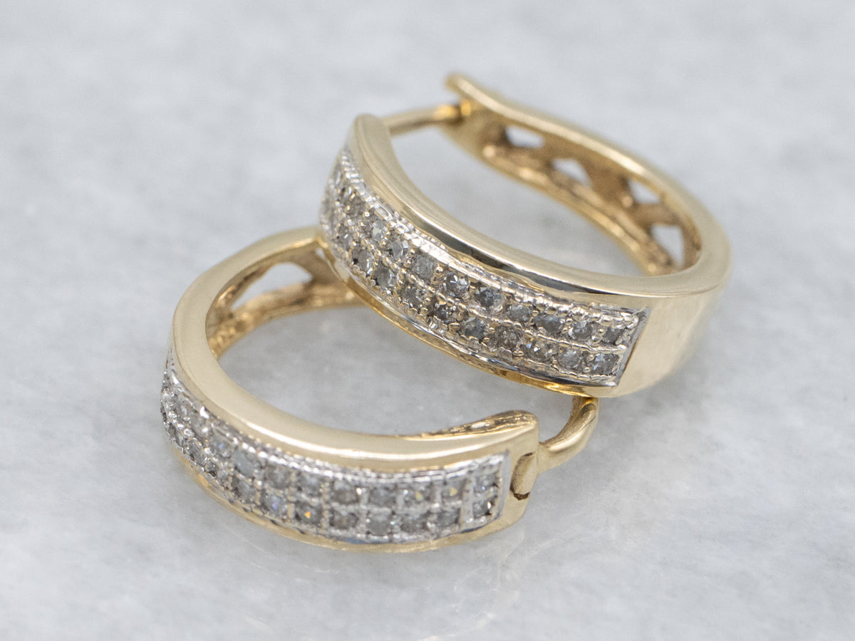 Sparkling Two-Tone Gold Hoop Earrings