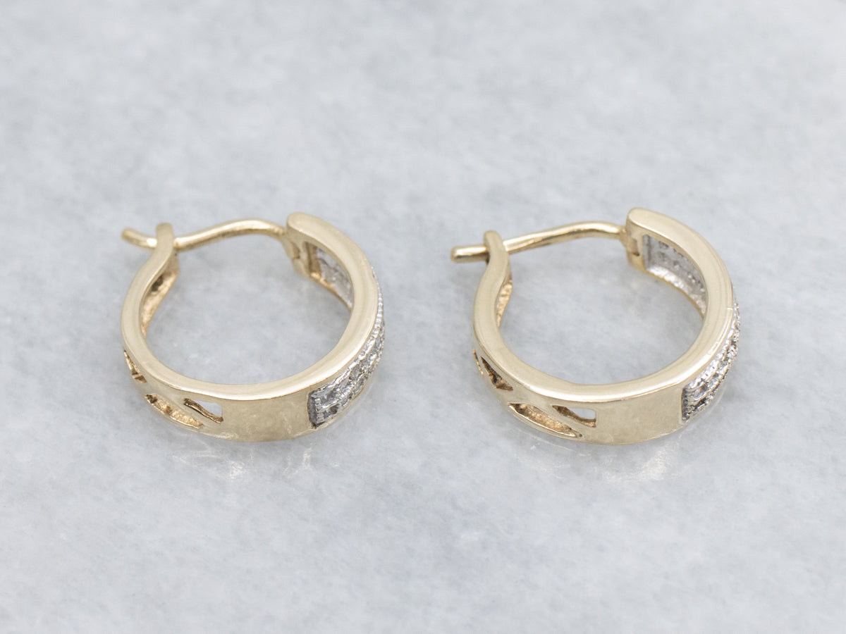 Sparkling Two-Tone Gold Hoop Earrings