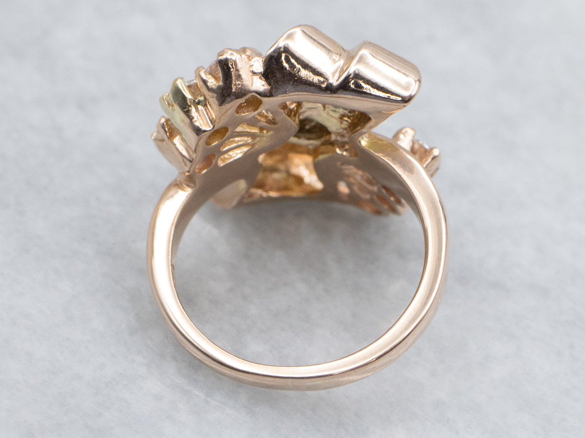 1950s Scrolling Gold Diamond Ring