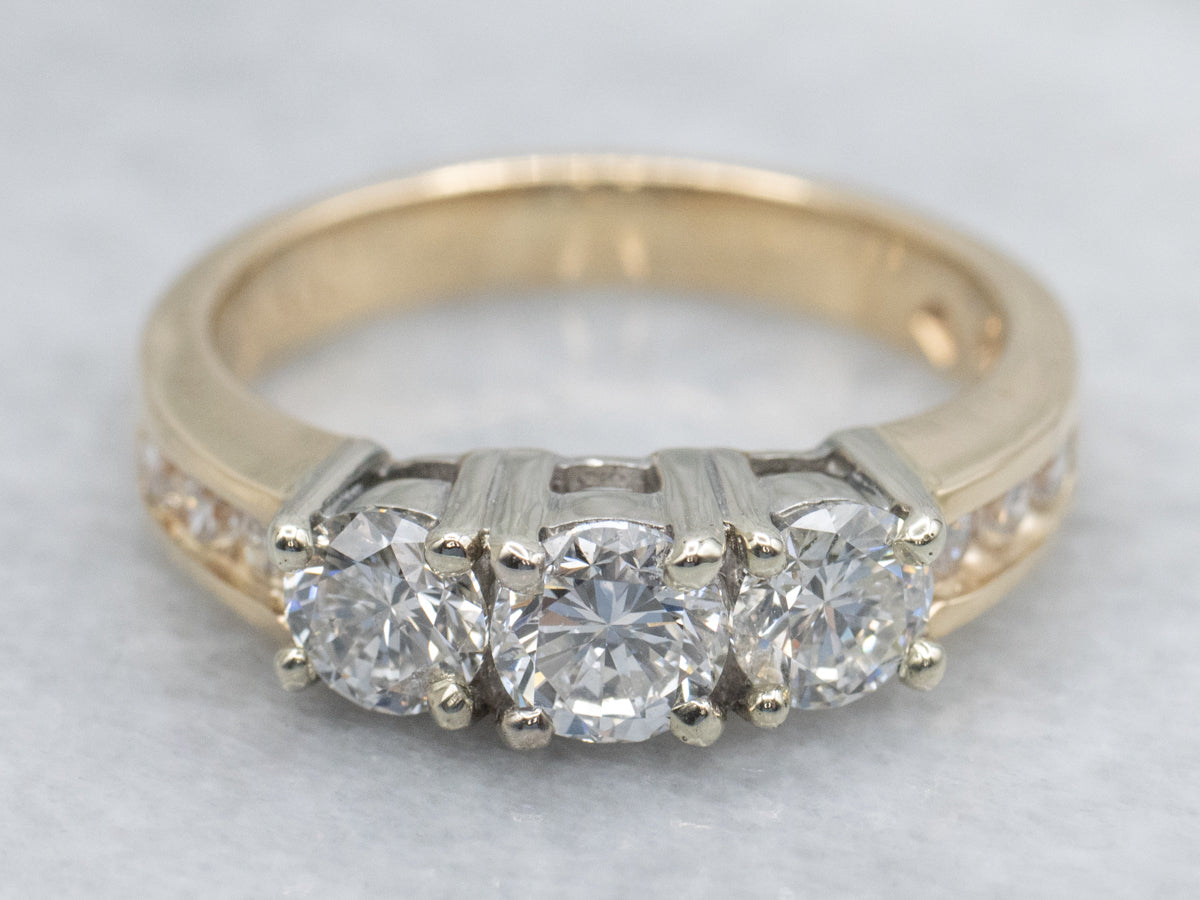 Classic Round Brilliant Three Stone Diamond Engagement Ring