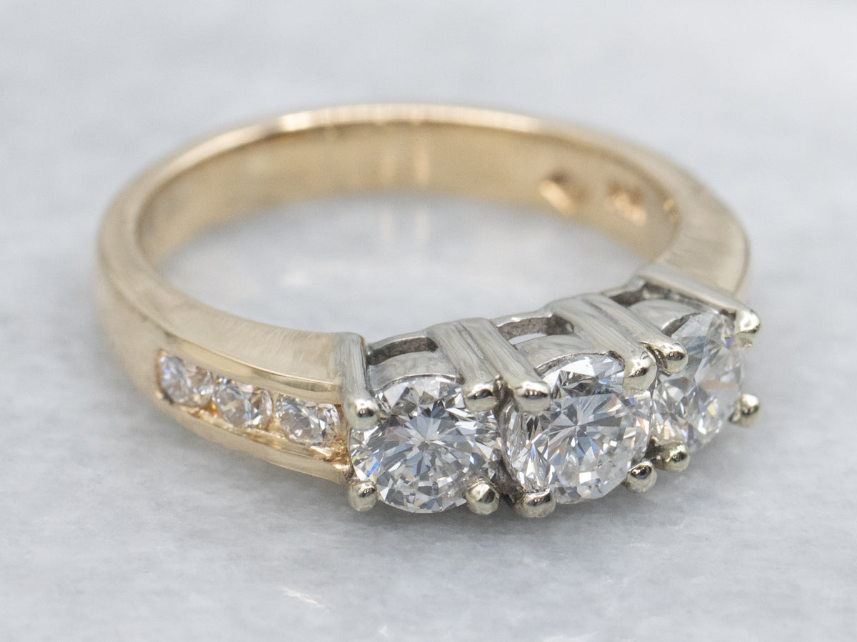 Classic Round Brilliant Three Stone Diamond Engagement Ring