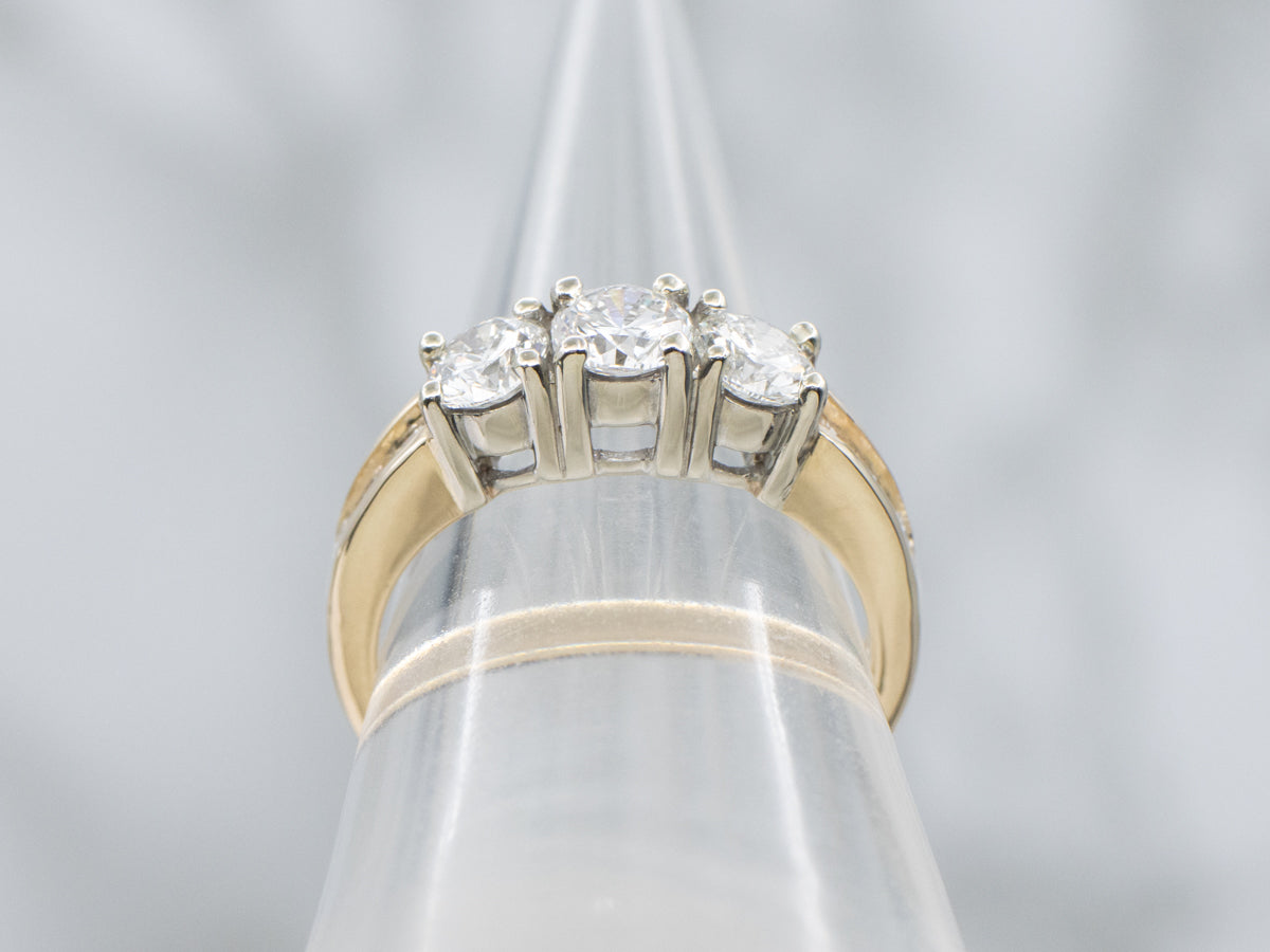 Classic Round Brilliant Three Stone Diamond Engagement Ring