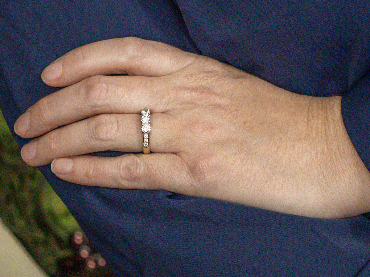 Classic Round Brilliant Three Stone Diamond Engagement Ring