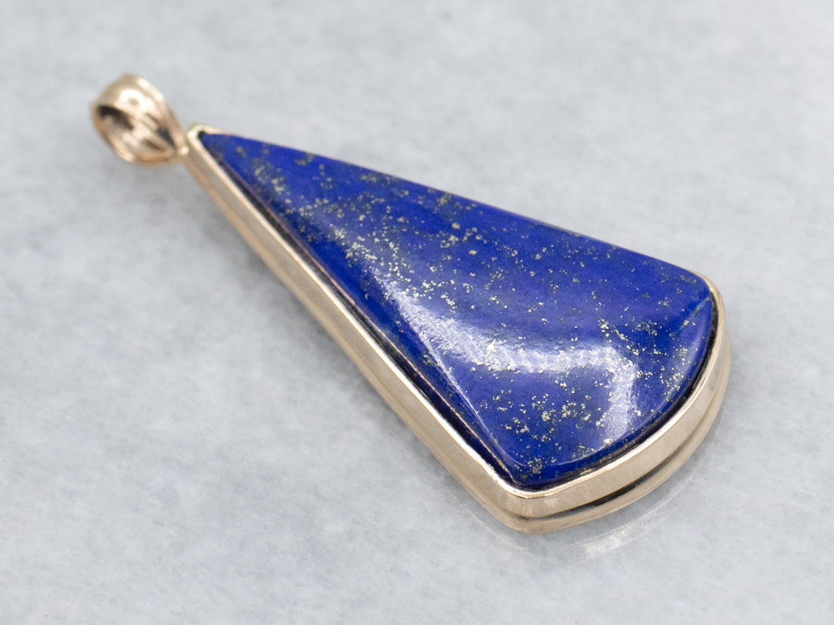Bezel-Set Lapis and Gold Pendant