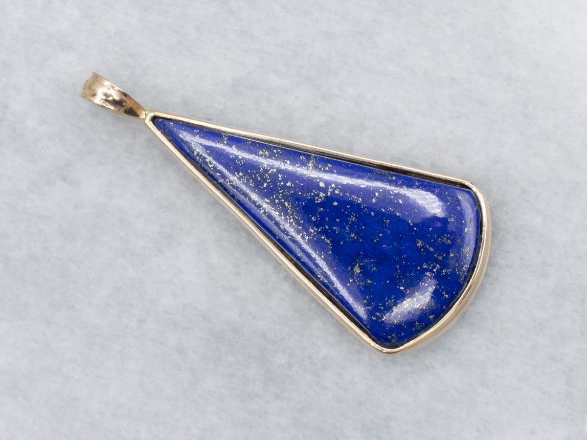 Bezel-Set Lapis and Gold Pendant