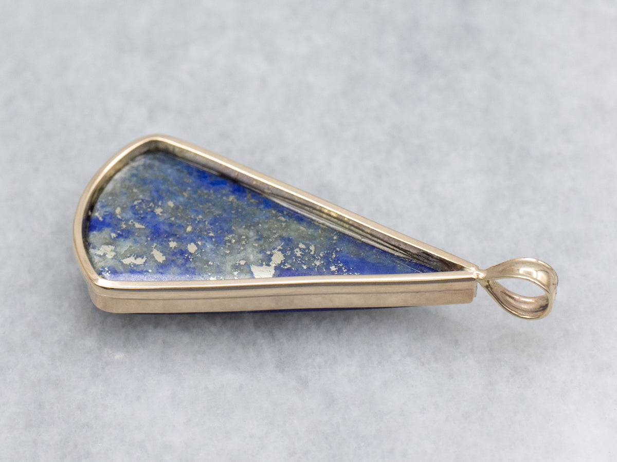 Bezel-Set Lapis and Gold Pendant