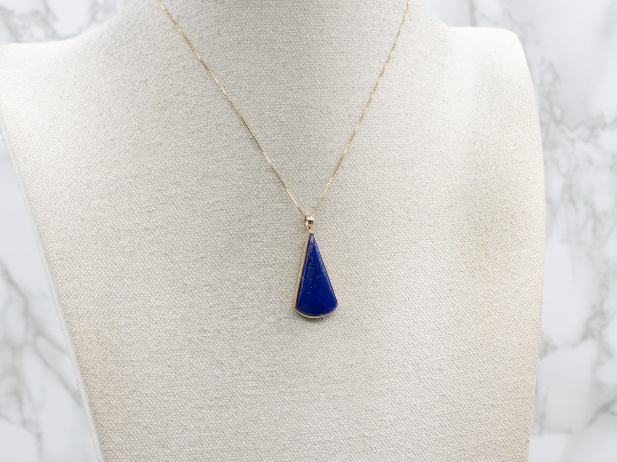 Bezel-Set Lapis and Gold Pendant