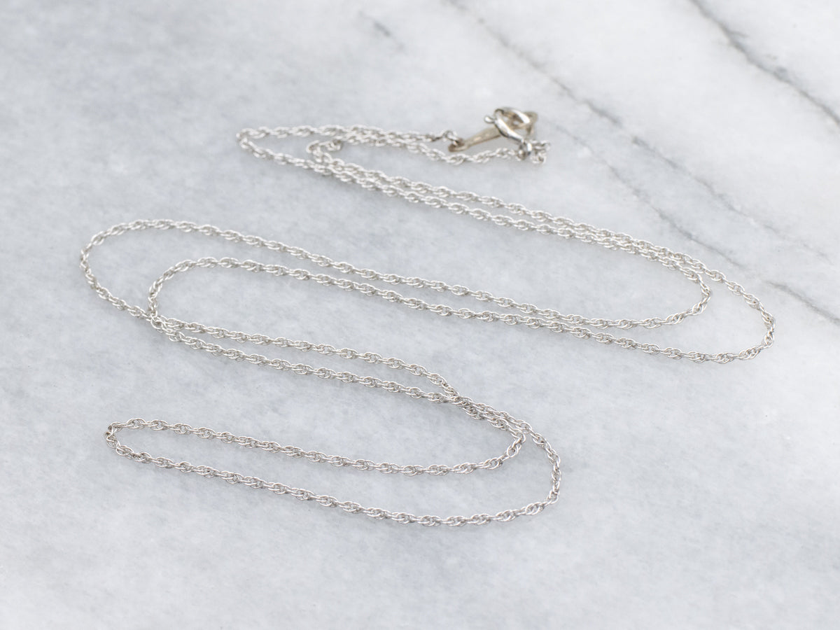 Delicate White Gold Rope Chain with Spring Ring Clasp