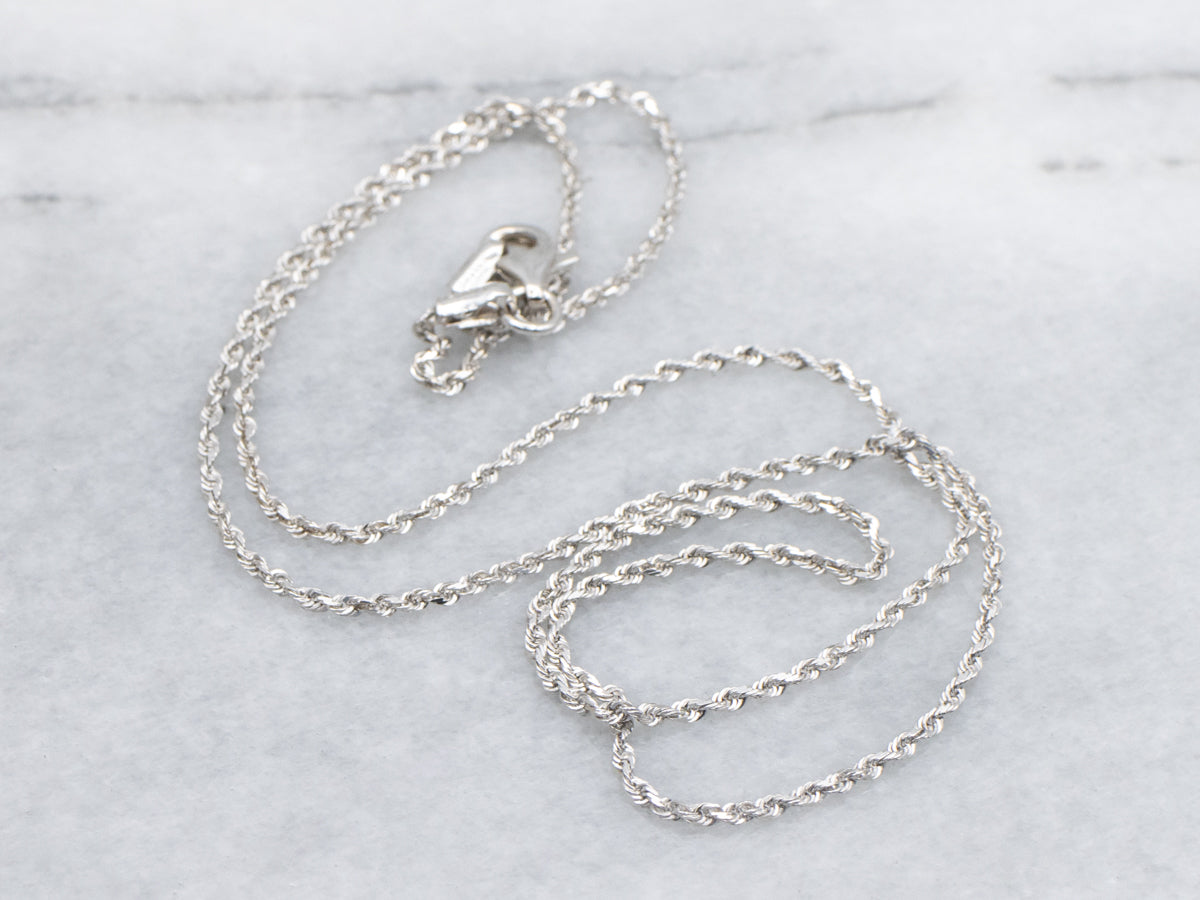 White Gold Rope Chain with Lobster Clasp
