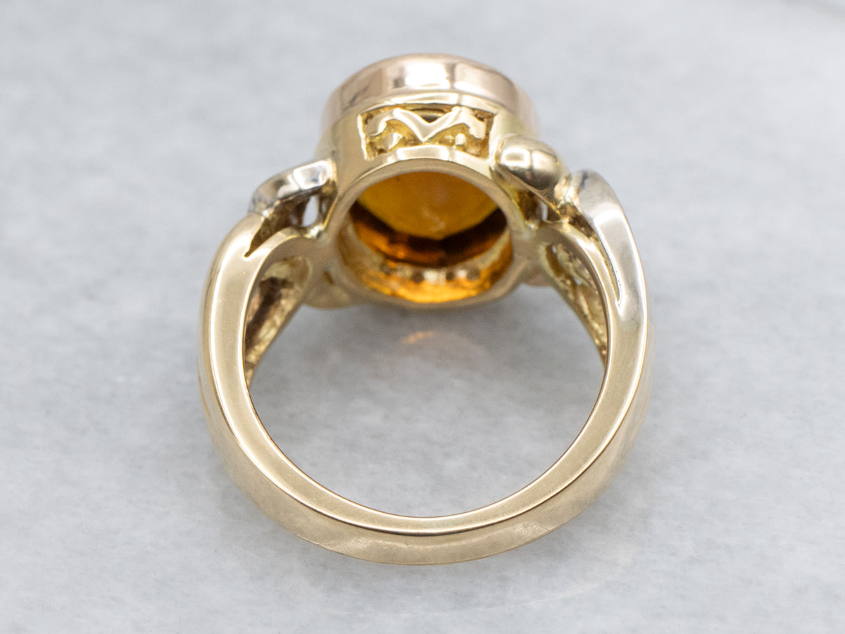 Tri-Color Gold Citrine and Diamond Ring