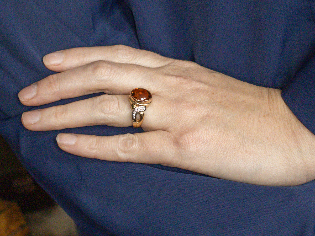 Tri-Color Gold Citrine and Diamond Ring