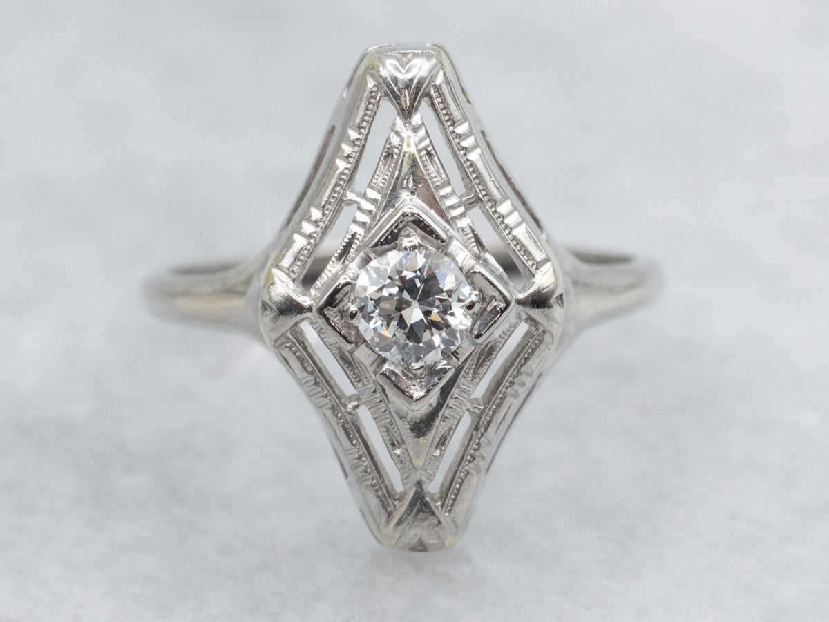 Art Deco European Cut Diamond Dinner Ring