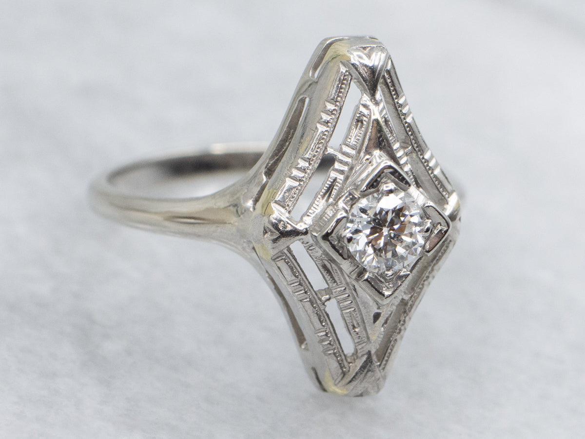 Art Deco European Cut Diamond Dinner Ring