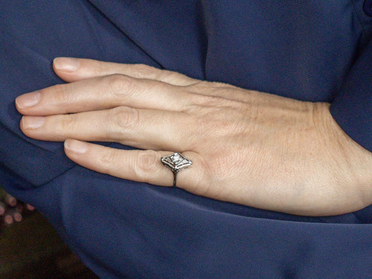 Art Deco European Cut Diamond Dinner Ring