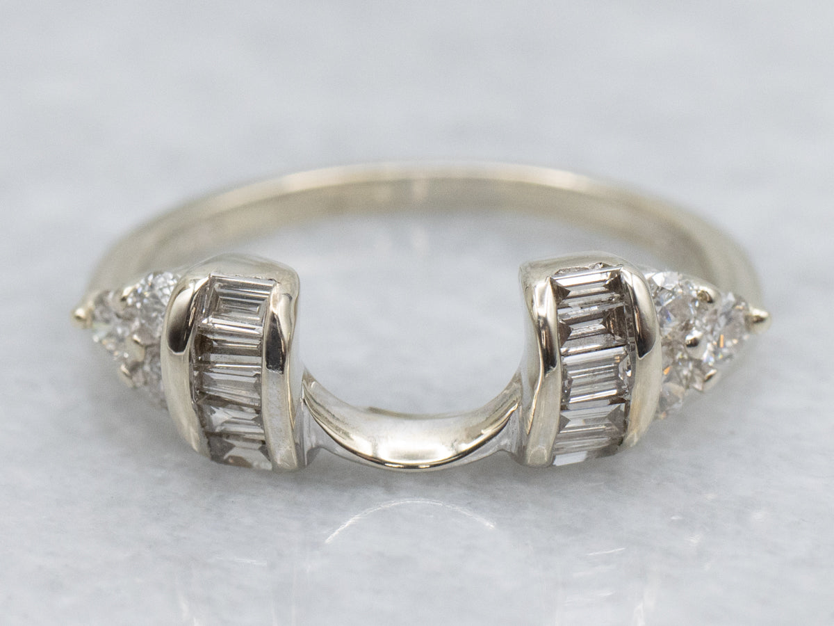 White Gold Baguette and Round Cut Diamond Enhancer Band