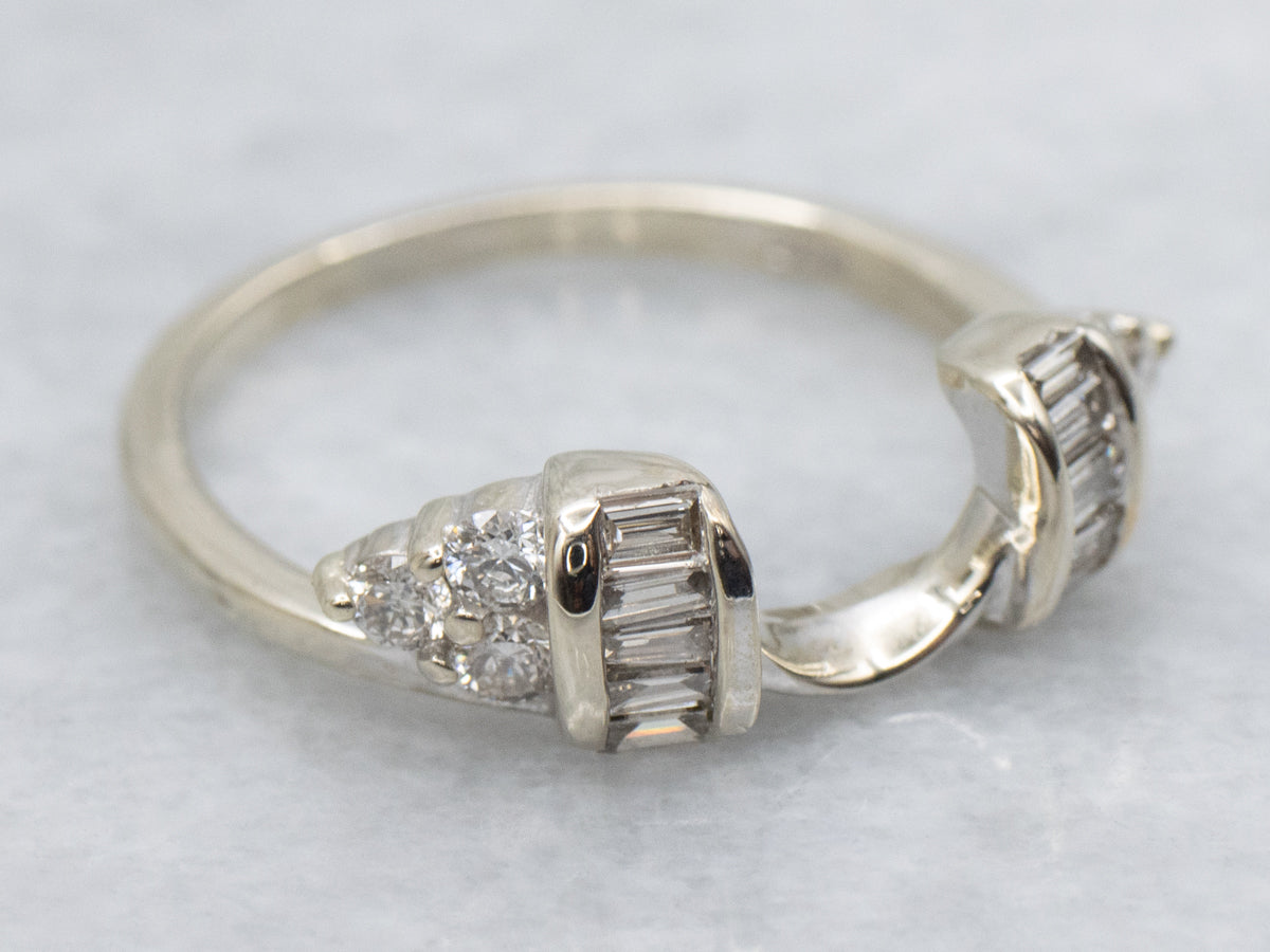 White Gold Baguette and Round Cut Diamond Enhancer Band