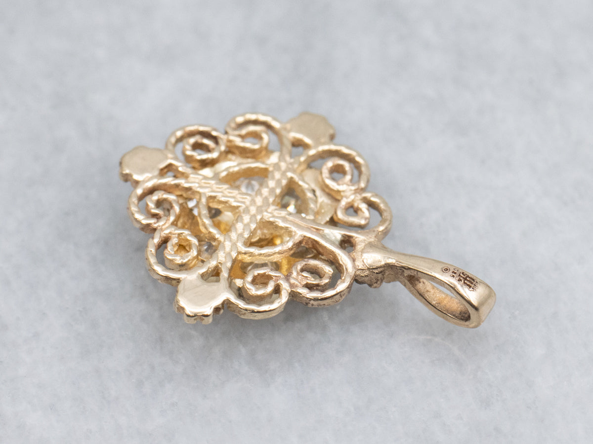 Mixed-Era Floral Diamond Cluster Pendant