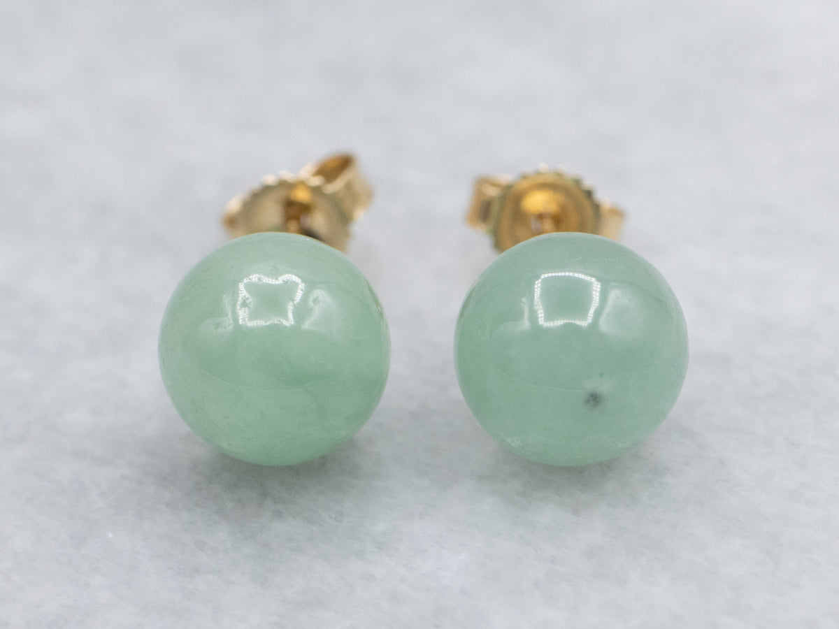 Light Green Topaz Ball Stud Earrings