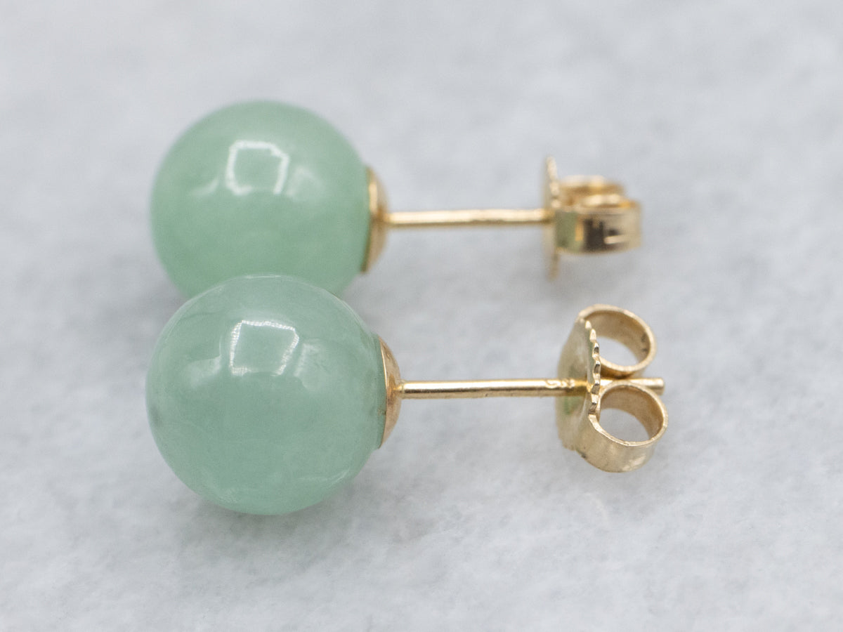 Light Green Topaz Ball Stud Earrings