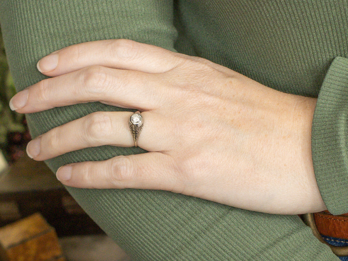 Art Deco Era Belais Diamond Filigree Engagement Ring